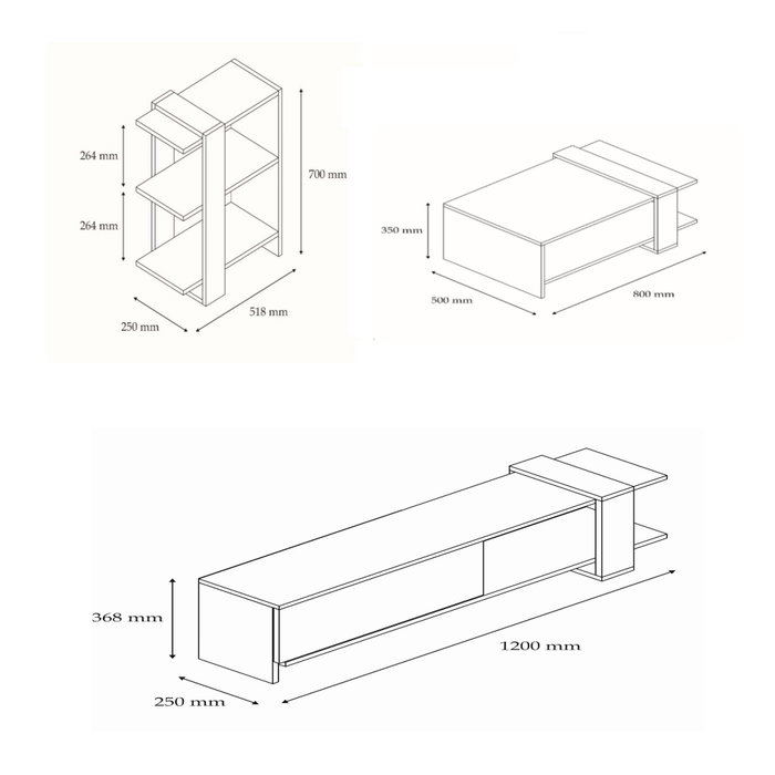 Hanah Home Gaye Conjunto de Muebles de Salón Nogal y Blanco